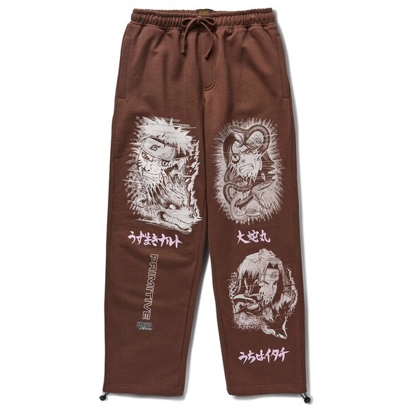 PRIMITIVE x NARUTO Village Sweatpants Brown Size X-Large Anime Merch **New** - Picture 1 of 2